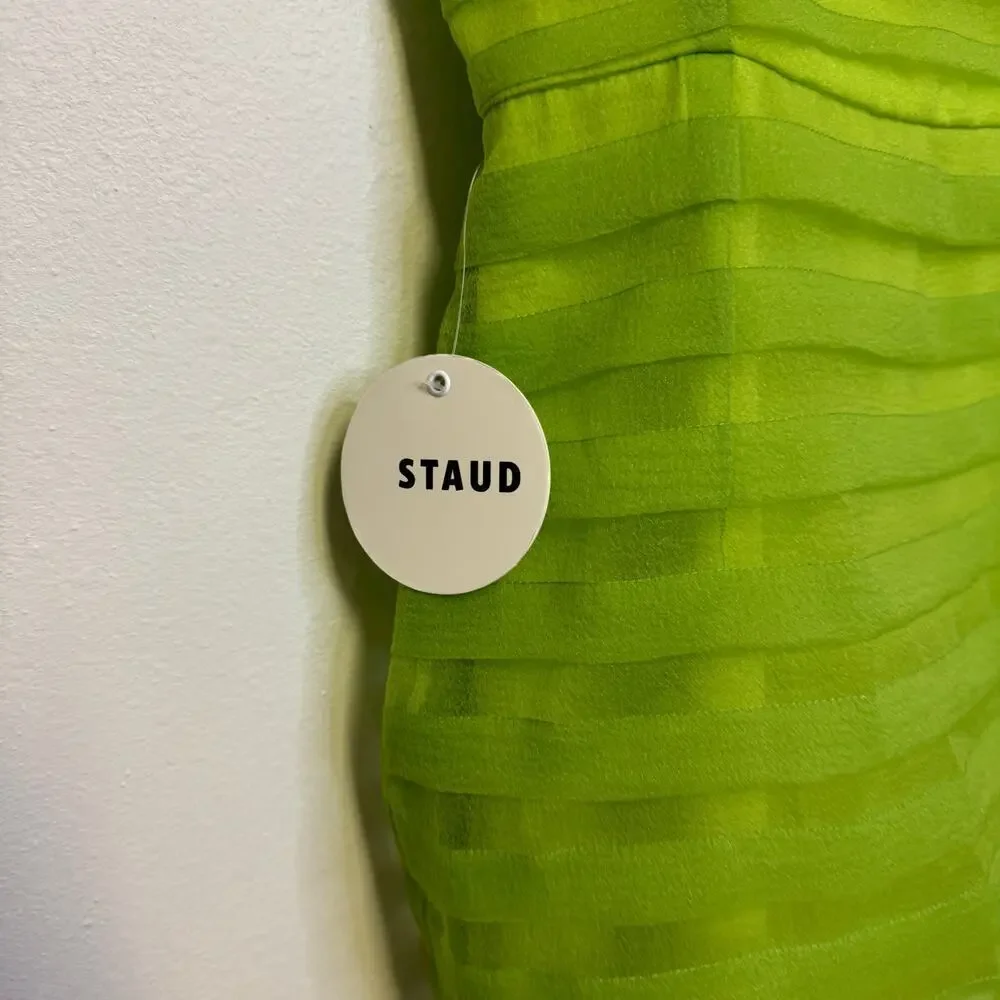 NWT $345 STAUD Jacob Mesh Striped Square Neck Mini Dress - Picture 7 of 10